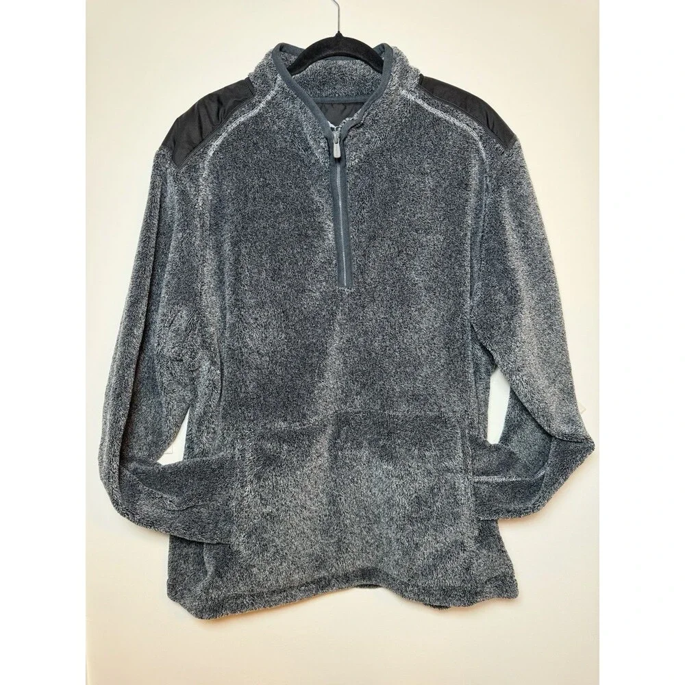 Tommy Bahama Cascade Cozy Fleece Half Zip Kanga Pocket. Mens XL Charcoal